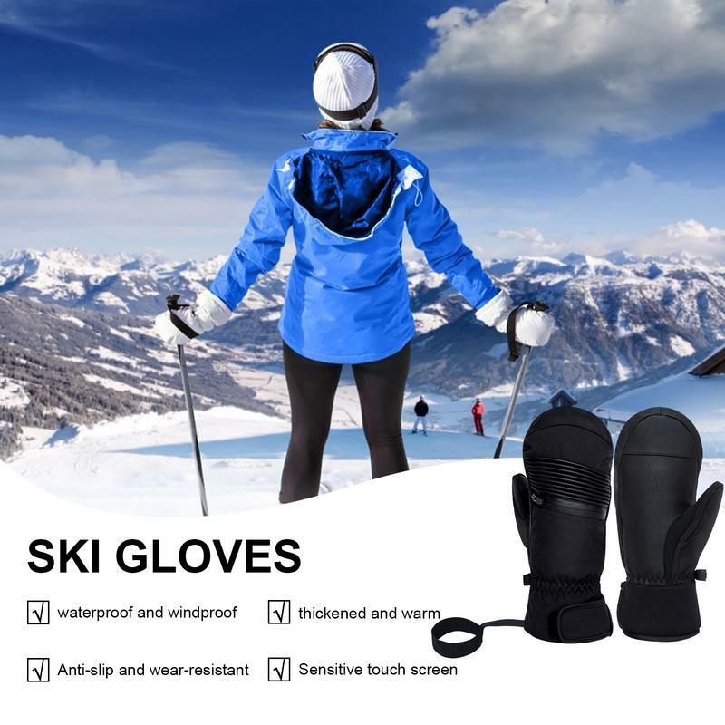 Snowboarding Gloves Outdoor Skiing Gloves Waterproof Warm Gloves Windproof Snow Gloves Anti-Slip Thick For Cold Weather Skiing