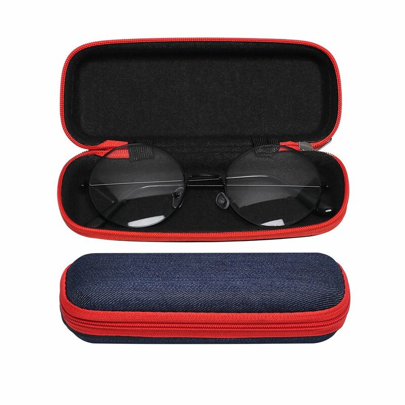 Denim Fabric Glasses Box com Zipper Óculos de sol Proteção Resistance Container Óculos de leitura Carry Bag, Travel Bag, 1Pc