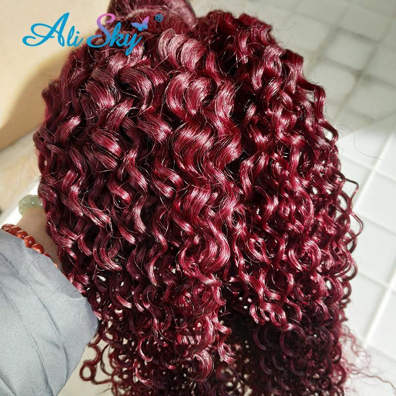 Jerry Curly Human Hair bundles Wine red Brazilian Virgin Hair 100% Unprocessed Curly Hair Pre Plucked Burgundy 99J 1/3/4 Bundles