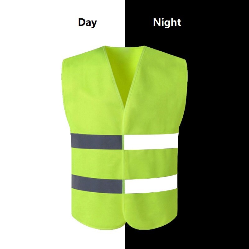 Fluorescent Safety Yellow Vest Reflective For Bicycle Construction Site Fabric Reflectors Webbing Sticker Ultra High Brightness