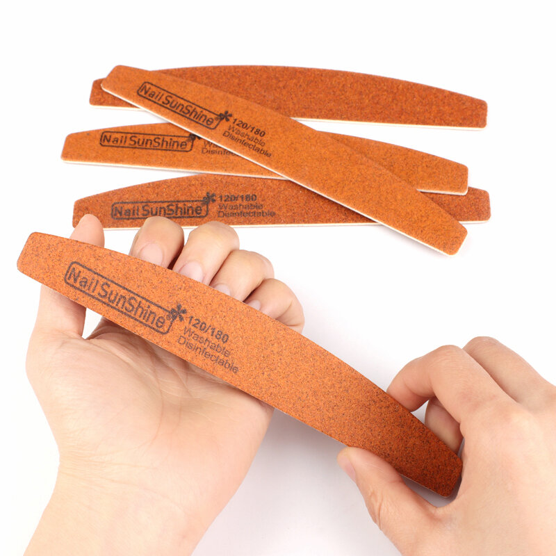100 шт., деревянные пилки для дизайна ногтей, изогнутый гель для ногтей, буферный блок 120/180, шлифовальный песок, педикюр, маникюрный салон, инструмент