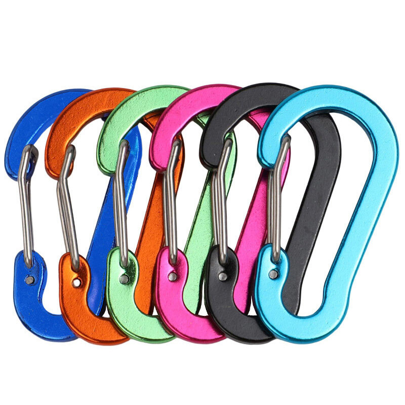 6PCS Outdoor Camping Mountaineering Buckle Multi Functional Quick Hanging Stainless Steel Spring Buckle Safety Buckle