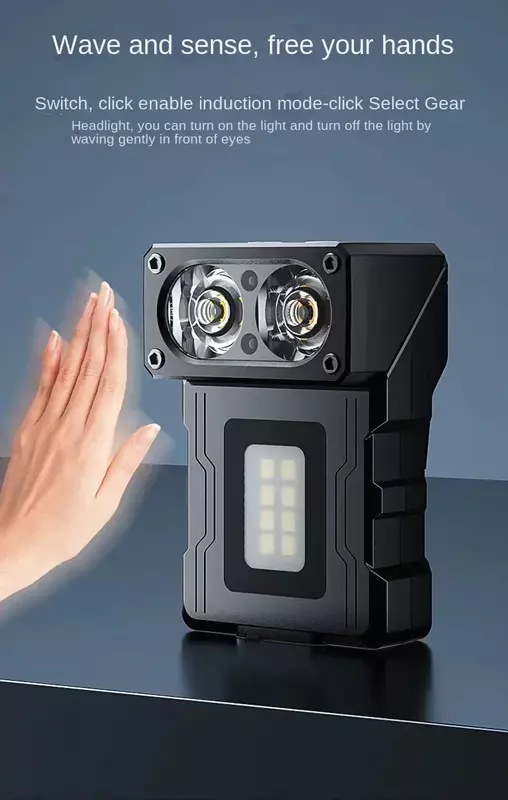 Lampe de Poche LED Rechargeable Multifonction COB à Induction, Portable, Étanche, pour la Pêche en Plein Air