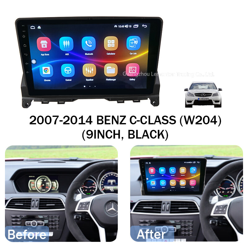 9-inch 2din Car Radio Dashboard For BENZ C-CLASS (W204) 2007-2014 Stereo Panel, For Teyes Car Panel With Dual Din CD DVD Frame