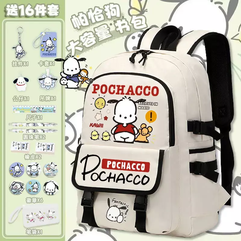 Школьный ранец Sanrio Pacha для учеников, милый вместительный Детский рюкзак с мультяшным рисунком для защиты позвоночника