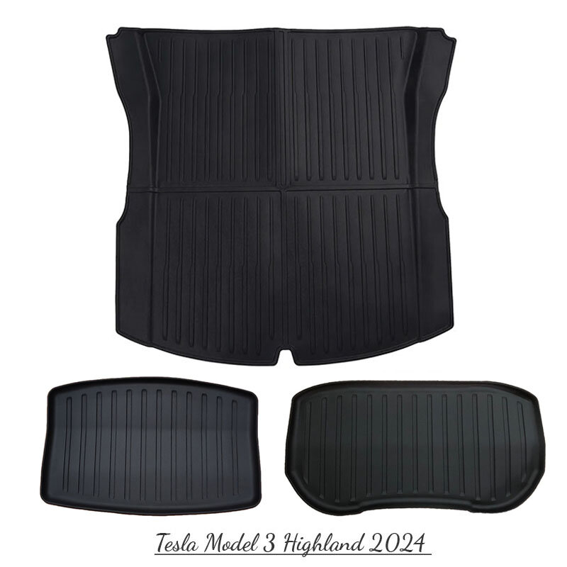 Cargo-Liner-Set für Tesla Modell 3 2021 2013-2015 Hochland Allwetter-Kofferraum matten Teppich schützen frunk Front/Lower Boot Liner