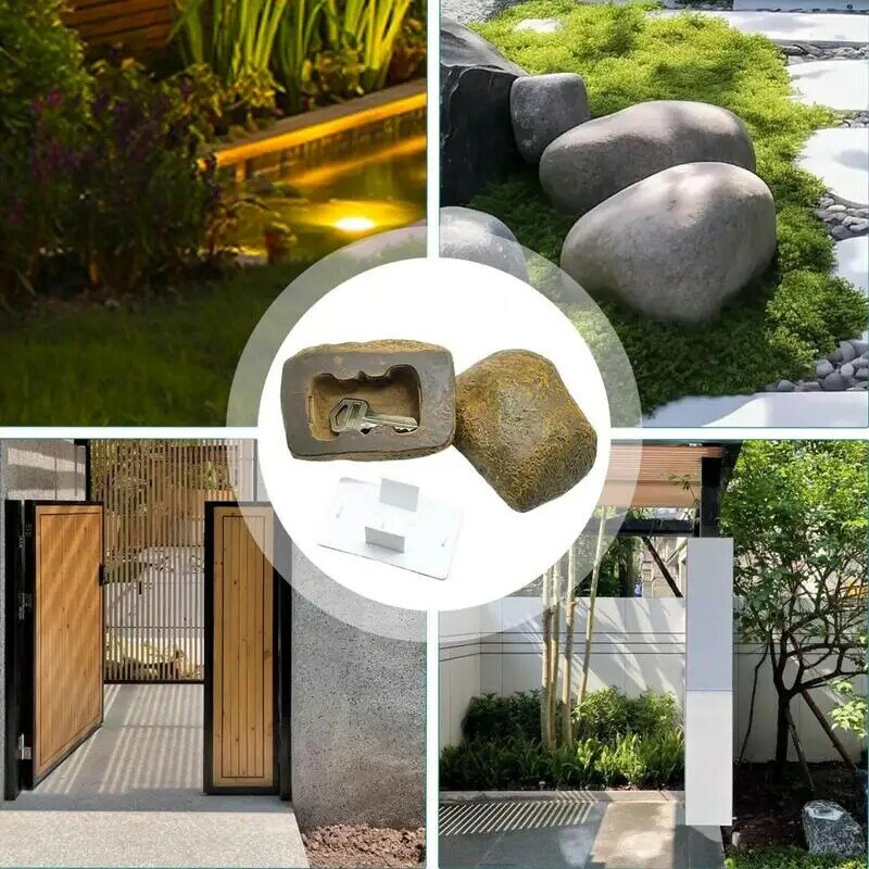 Outdoor Key Rock Hider Porta-chaves secretas, compartimentos secretos, cofres de desvio, ornamentos de jardim realistas para a família