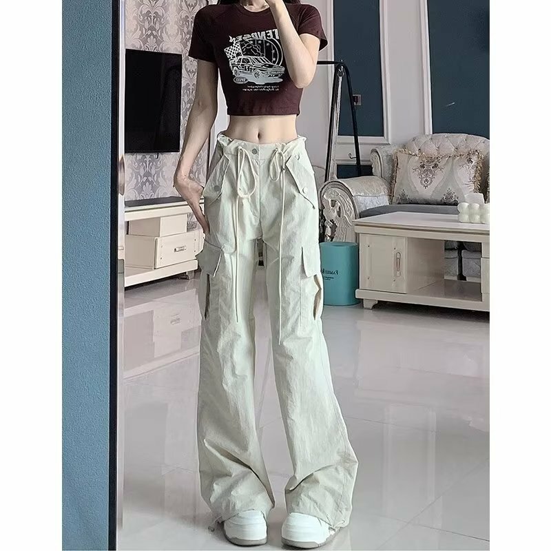 Motorcycle Wind Speed Dry Workwear Pants, Women's High Waisted Spring/summer New Loose and Slimming Casual Wide Leg Pants