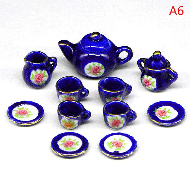 1:12 Dollhouse Miniature Porcelain Tea Cup Set Flower Tableware Kitchen Furniture Toys For Children Tea Cups Dollhouse