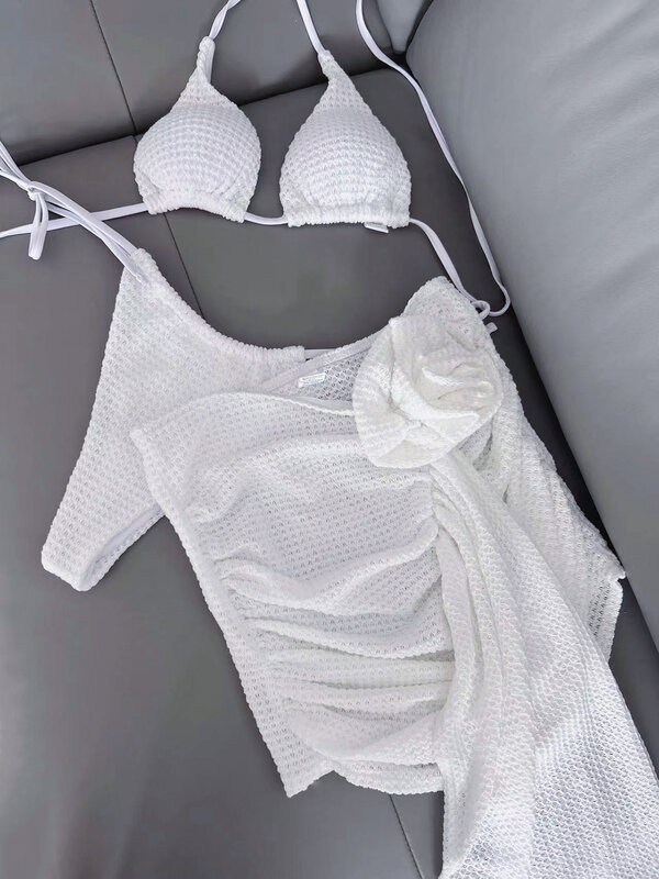 Bikini de 3 piezas para mujer, traje de baño femenino con falda, ropa de playa brasileña, conjunto de microbikini 2023