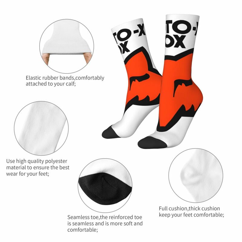 Hip Hop Vintage Mask Crazy calzini a compressione da uomo Unisex F-Fox Racing Harajuku Pattern stampato divertente novità Happy Crew