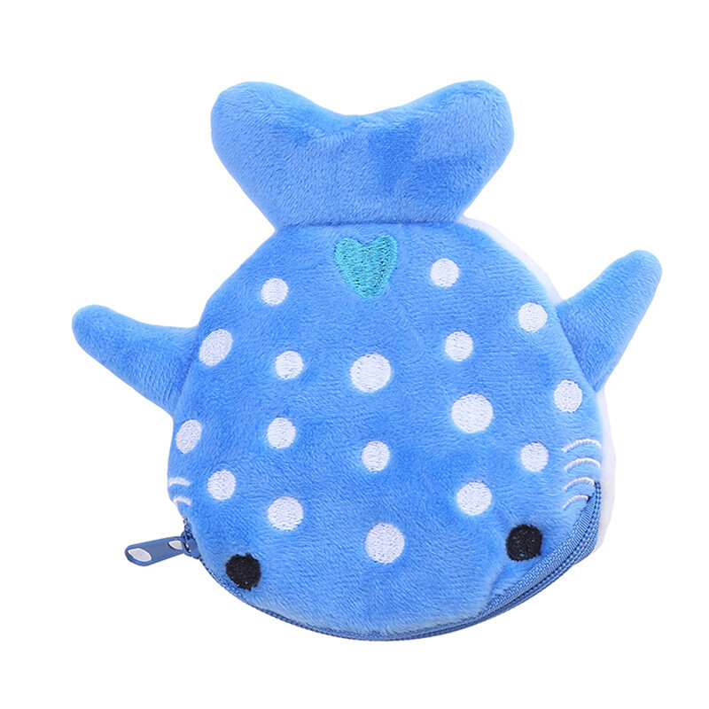 Cute Cartoon Whale Shark Coin Purse Kawaii Wallet Portable Plush Coin Bag Key Earphone Coin Organizer Pouch Zipper Bag Kids Gift