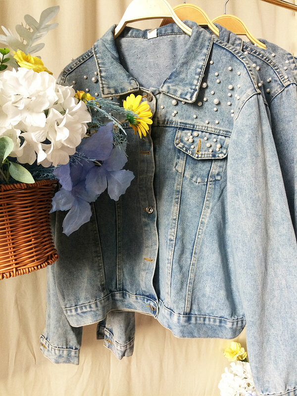 PERSONALIZED Statement Denim Bridal Jacket Custom Name Pearl Detailing MRS Jacket Custom Date Placement On Collar Bride Gift New