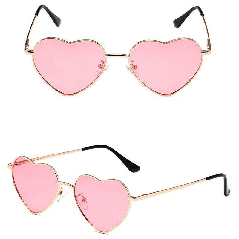 Metal Heart Shaped óculos de sol para mulheres, óculos gradiente ao ar livre, óculos femininos, Girls Shades, moda, UV400