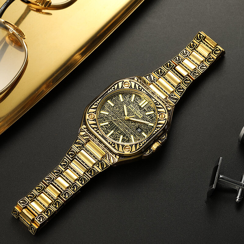 Relógio de quartzo cronógrafo de luxo masculino, relógio de pulso clássico para homens, aço inoxidável, relógio masculino, marca superior