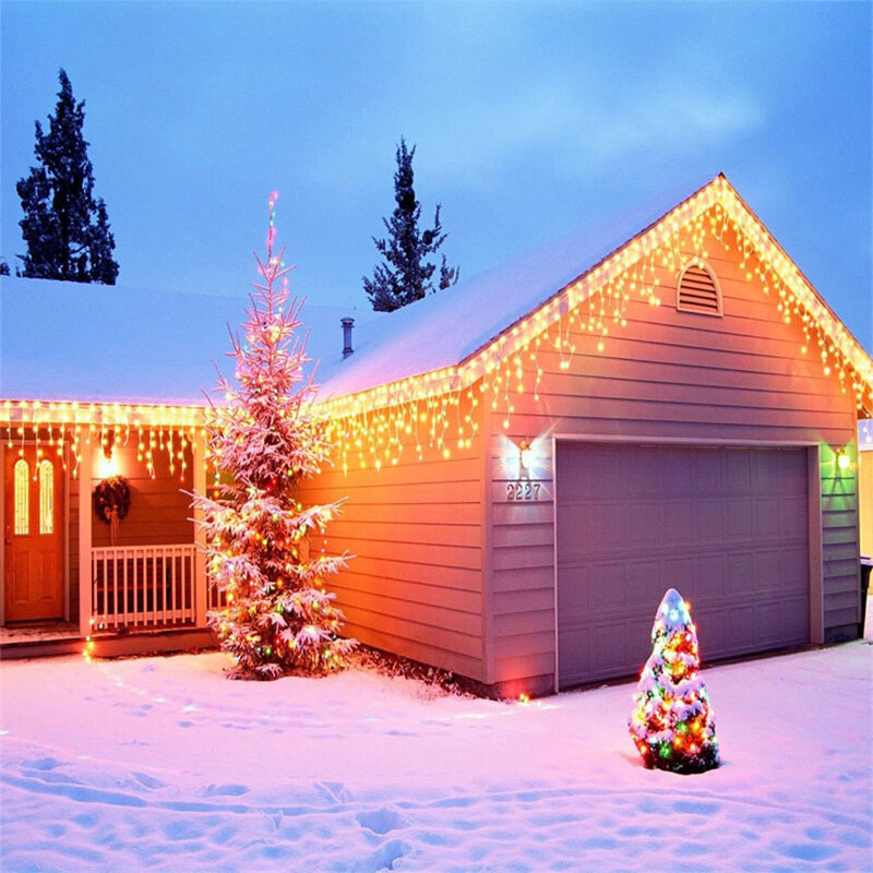 Lampu Kepingan Salju Natal Lampu Tali Tirai Air Terjun Dekorasi Luar Ruangan 5M Lampu Led Peri Dpiry untuk Liburan Pesta Kebun