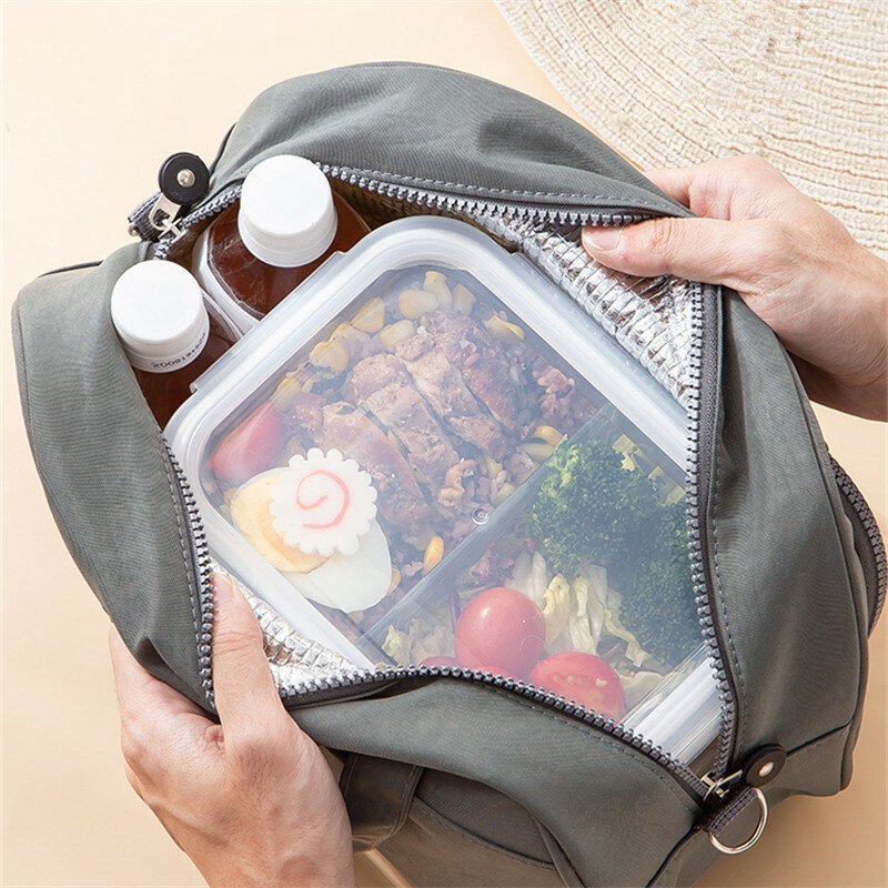 Women Thicken Thermal Lunch Box Bag for School Travel Work High Capacity Picnic Bento Insulated Cooler Food Case Storage Bags