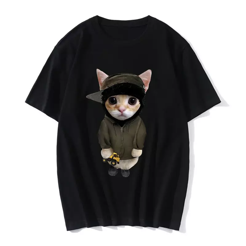 Kaus kasual gambar 3D kucing lucu kaus kasual Wanita Pria musim panas Harajuku anak perempuan anak laki-laki pakaian Fashion kasual