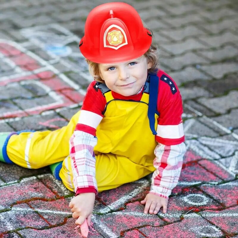 لعبة قبعة اطفاء خفيفة عالية المتانة لون مشرق رجال الاطفاء قبعة اطفاء لعب الأدوار التعليمية خوذة لعبة للأطفال