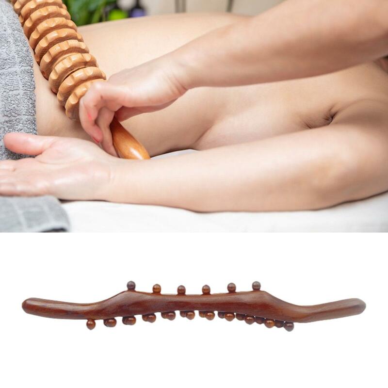 Varilla de raspado de madera, 27 bolas de masaje, masaje de cuerpo completo para músculos de la cintura y la espalda