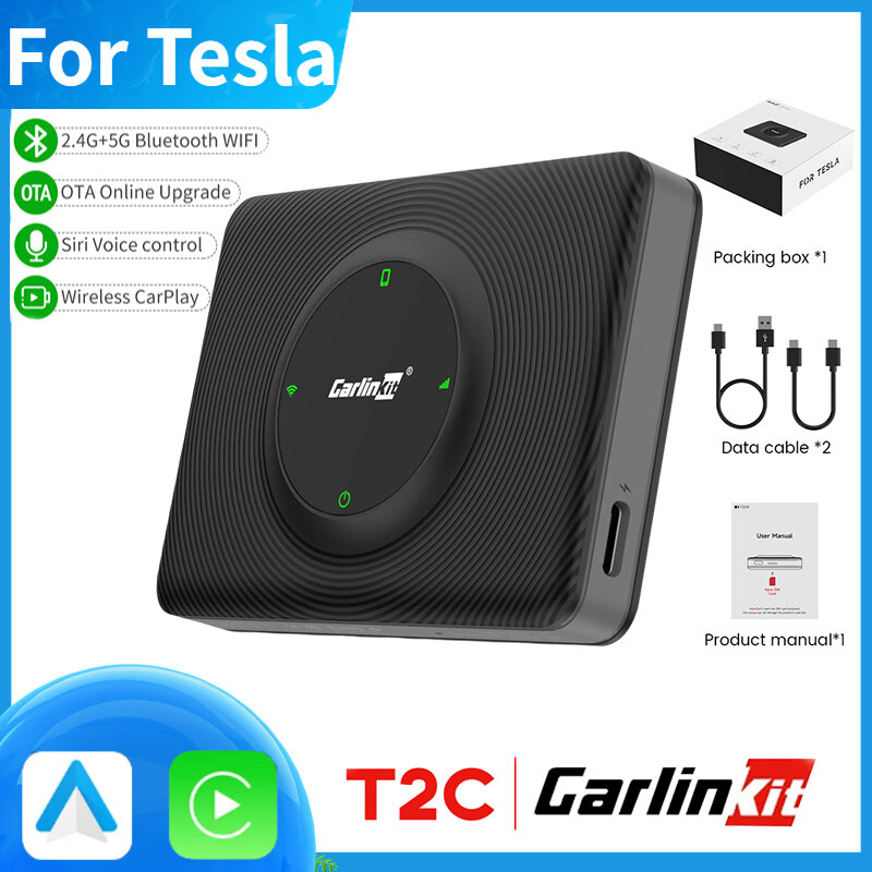 CarlinKit Wireless CarPlay Android Auto per Tesla Model 3 Model X Y Model S Auto Connect Voice Assistant 5G BT Plug and Play