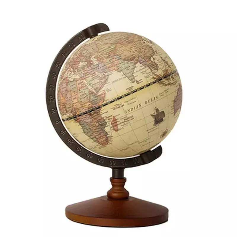 2024 New 22cm Vintage Wooden Globe Home Decoration School Education Supplies for Student