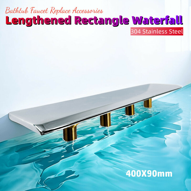 304 Stainless Steel Rectangular Bathtub Waterfall Outlet Rectangle Shape Bathroom Shower Faucet Massage Bathtub Water Jet Nozzle