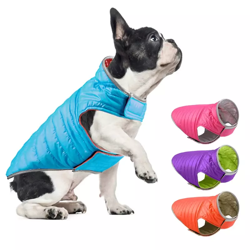 Piumino reversibile per cani di piccola taglia doppio colore abbigliamento invernale riflettente per cani di grossa taglia cappotto Chihuahua per animali domestici gilet Bulldog francese