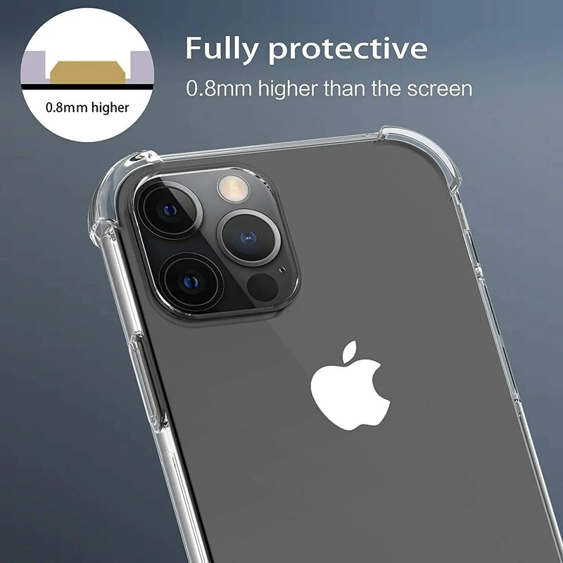 Coque de protection antichoc pour iPhone, coque arrière transparente en TPU souple, iPhone 14 13 12 11 Pro Max Mini X Xs Poly 7 8 6 6s Plus