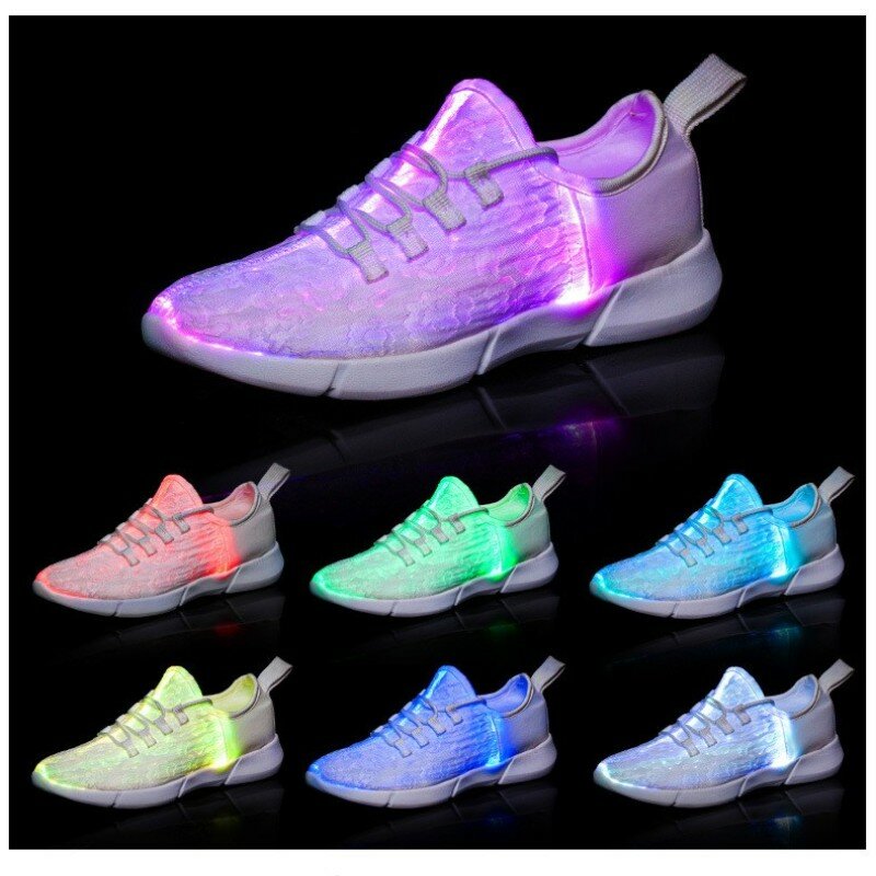 Baskets lumineuses en fibre optique LED pour hommes et femmes, chaussures d'été, recharge USB, filles, garçons, nouveau, taille 25-47