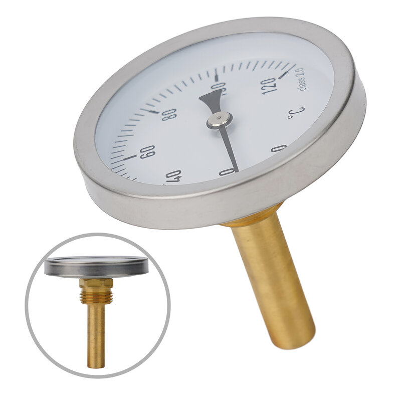 Thermometer With Copper Sheath 1/2\" Axial Screw-in Buffer Boiler Heating 120°C Household Hot And Cold Bathroom Accessories
