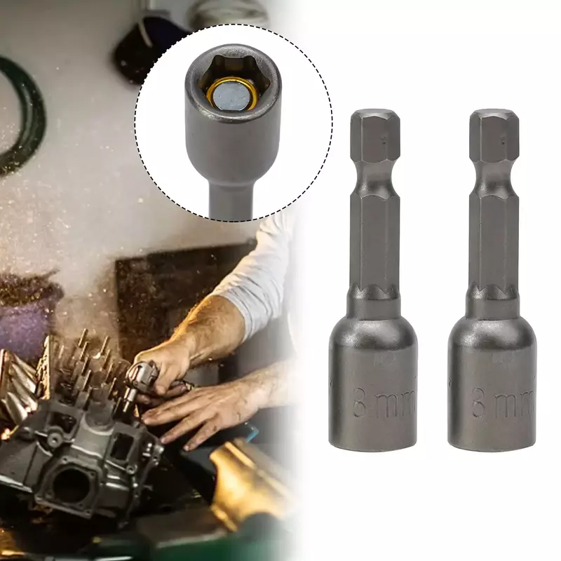 2 buah 6-13mm soket Impact, Set Obeng mur magnetik 1/4 kunci Hex, adaptor mata bor untuk bor daya driver magnetik