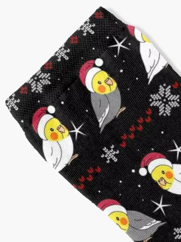 통통한 Cockatiel 크리스마스 못생긴 패턴 양말, 미끄럼 방지 스타킹, 남녀공용 양말