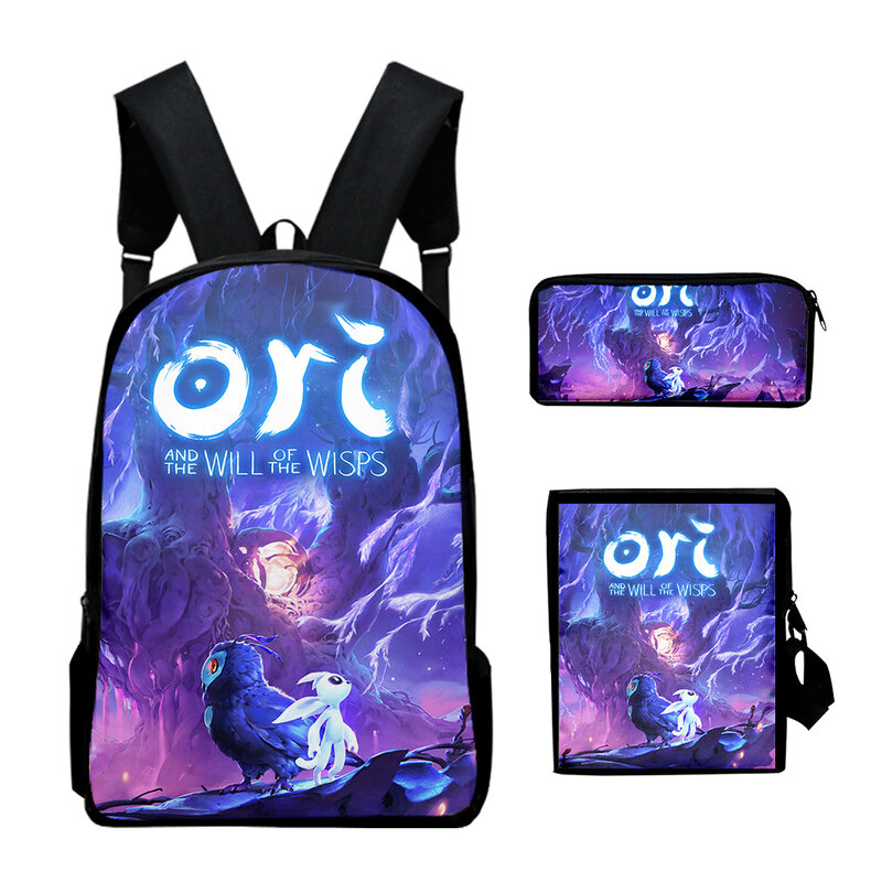 Ori and the Will of the Wisps Backpack 3 Pieces Sets Shoulder Bags Daypack Student Zipper Bag Unique Pencil Bag Fashion Bags