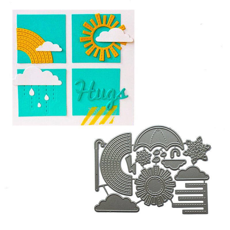 Rainbow Sun Clouds Umbrella Scrapbooking Cut Dies, Ydiscoveries u Stock Liquimanquer, DIY Paper Card, Executive Metal Craft Album