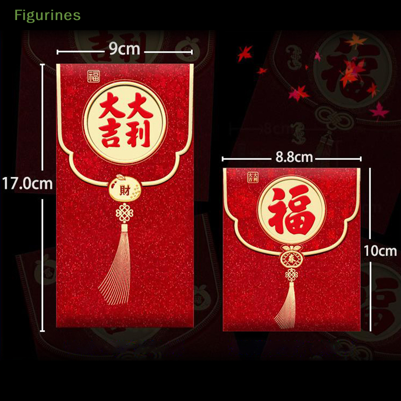 6 buah amplop merah Tahun Naga kreatif kartun 2024 paket HongBao Tahun Baru Tiongkok hadiah berkat Tahun Baru