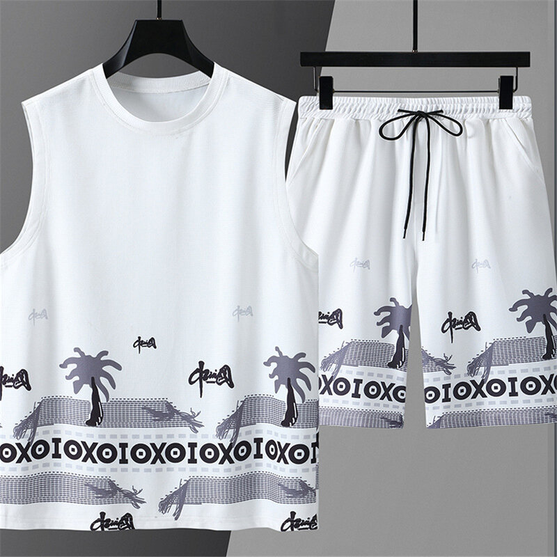 Letnie dresy Plus Size 11XL męskie zestawy plażowe modne casualowe spodenki z okrągłym dekoltem koszulki bokserki garnitury męskie zestawy do biegania duży rozmiar 11XL