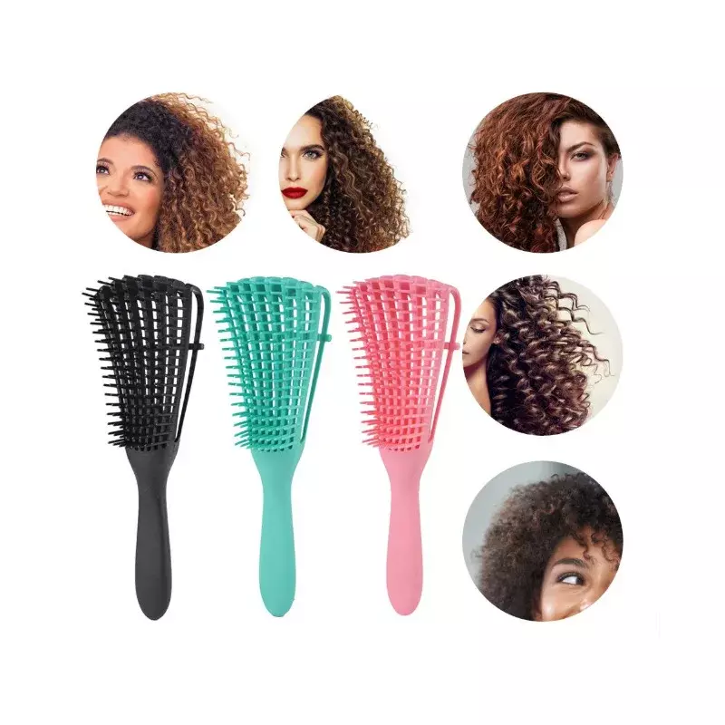 Multi-Funcional Eight Claw Ribs Comb, massagem do couro cabeludo, peruca cabelo reto, cabelos encaracolados, fofo, ferramenta de estilo profissional, 1pc