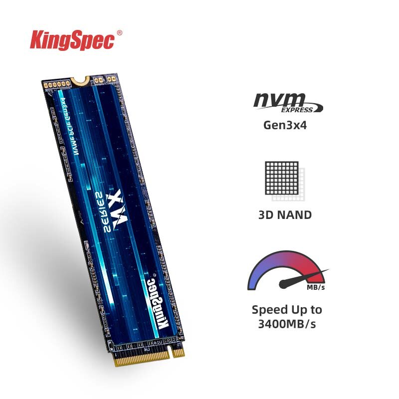 KingSpec 노트북 데스크탑용 SSD 솔리드 스테이트 드라이브, M2 NVME, 128GB, 256GB, 512GB, 1TB, 2TB, SSD 속도 3400 MB/s, M.2 PCIe 3.0 디스크 NVME