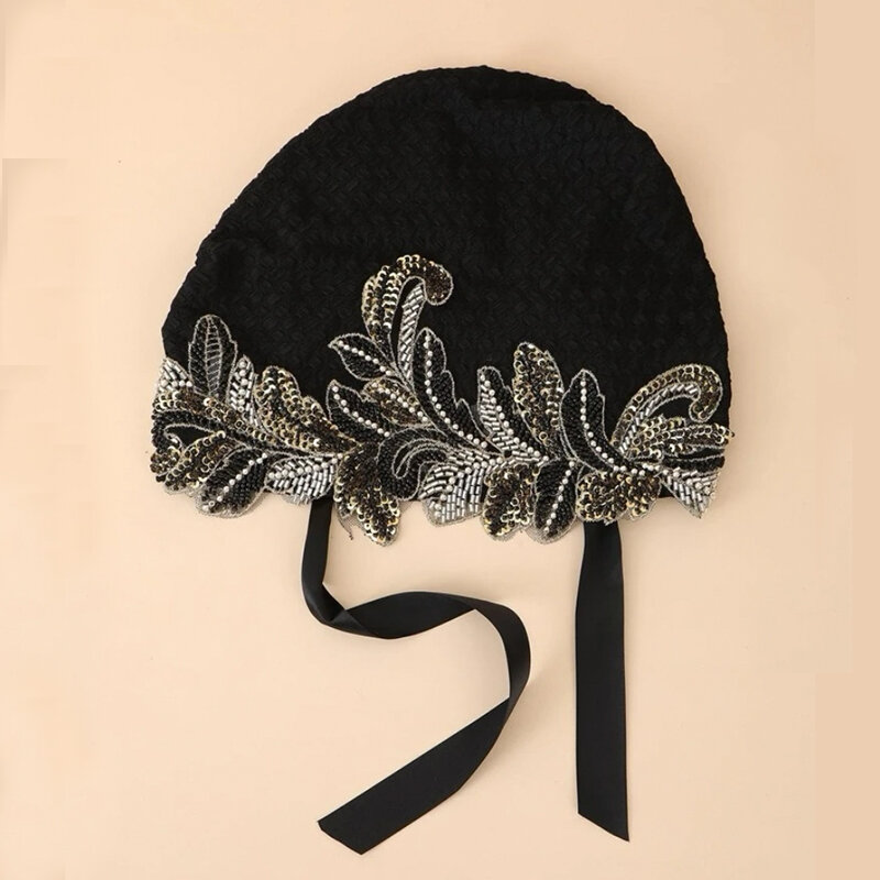 Muslim Wrap topi kepala Turbante Mujer 2023 baru daun manik-manik Turban topi untuk Wanita Mode penutup rambut beanie wanita pesta kepala membungkus
