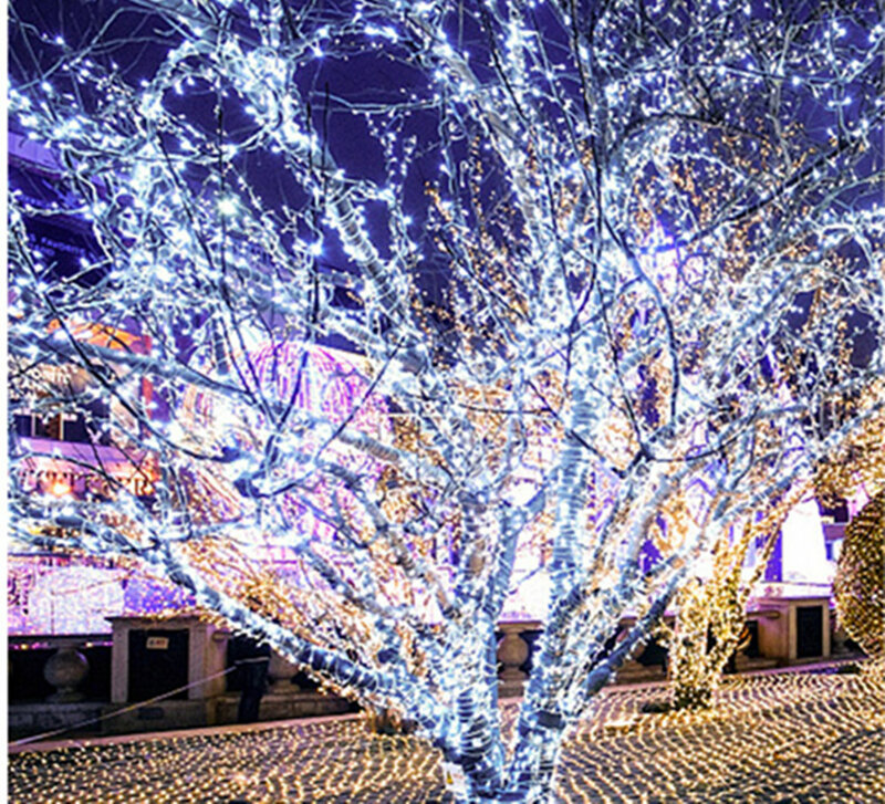 10M 100M Led String Garland Pohon Natal Lampu Peri Rantai Tahan Air Rumah Kebun Pesta Pernikahan Luar Ruangan Dekorasi Liburan
