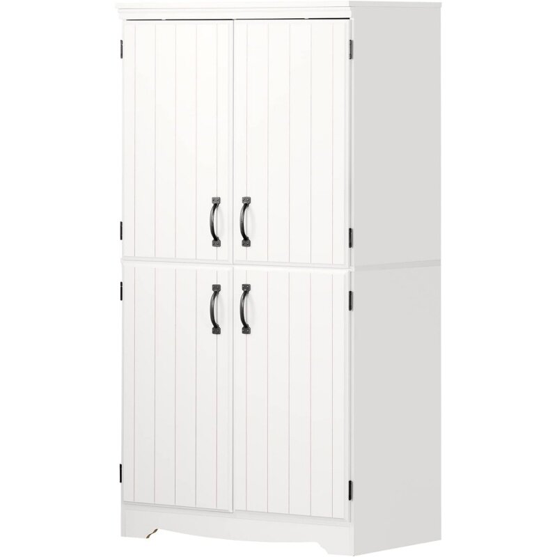 South Shore Farnel-armario de almacenamiento de 4 puertas, blanco puro, alto