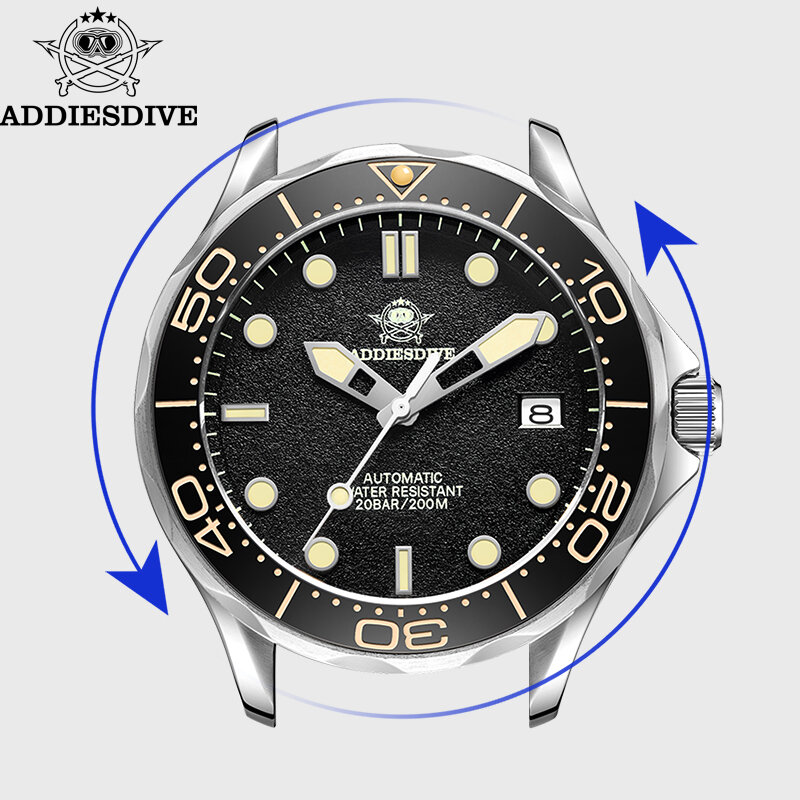ADDIESDIVE-relógios impermeáveis para homens, C3, super luminoso, safira cristal, relógio mecânico automático, 200m, NH35