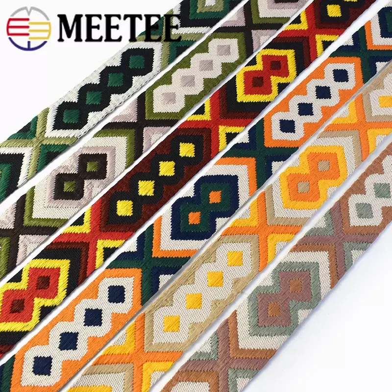 3M Meetee 50mm 2mm Dicken Polyester Jacquard Gurtband Tasche Strap Gürtel Woven Muster Band Band DIY Kleid nähen Gurte Band