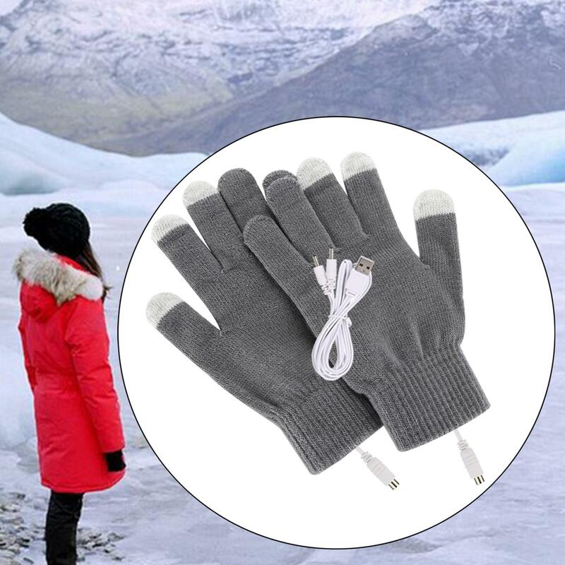 Unisex USB Heated Gloves Full Hands Winter for Knitting Thermal Laptop Gloves for Indoor or Students Sports Cycling