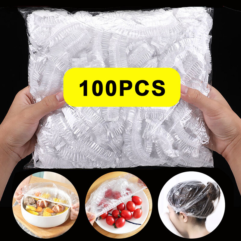 10-100 szt. Pokrowiec na jednorazowe do jedzenia plastikowe torby elastyczna opaska na owoce lodówka na warzywa akcesoria kuchenne do przechowywania świeżości