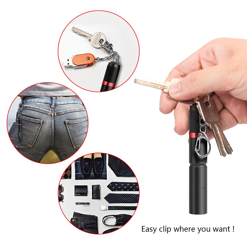 Mini torcia a LED portatile penna leggera torcia tascabile impermeabile campeggio emergenza lanterna da passeggio all'aperto portachiavi autodifesa