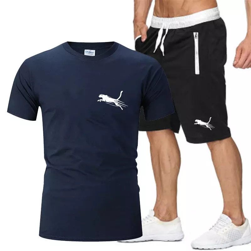 2024 moda puro cotone stampato t-shirt girocollo da uomo nuova estate traspirante sport pantaloncini Casual Set 2 pezzi