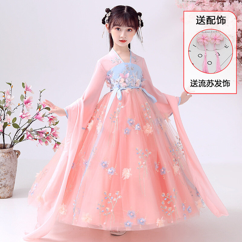 Костюмы Hanfu для девочек в китайском стиле, новые детские весенние супер сказочные весенние костюмы Тан
