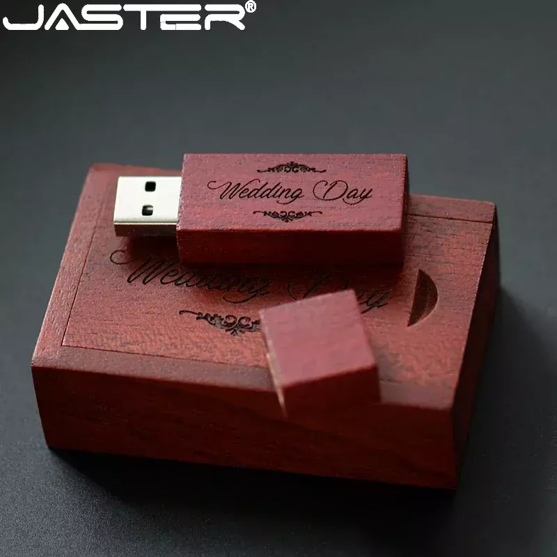Jaster 50 pcs Lot USB-Flash-Laufwerke 128GB kostenlos benutzer definierte Logo Memory Stick 64GB Holzkiste Pen Drive 32GB High Speed U Disk 16GB 8GB